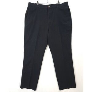 Farah Black Straight Leg Pants Men 38x32 Flat Front Classic Cotton Causal Office